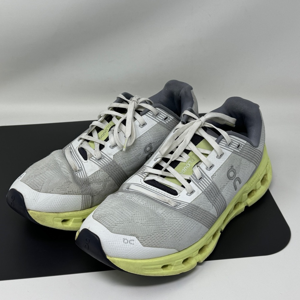 On Cloudgo Gray And Light Lime Green Running Shoe… - image 3